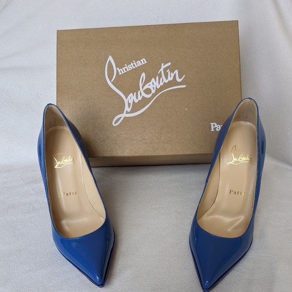 CHRISTIAN LOUBOUTIN | Pigalle Plato Blue Royal Patent Heels, 👠 🎁 💝 - Picture 3 of 12